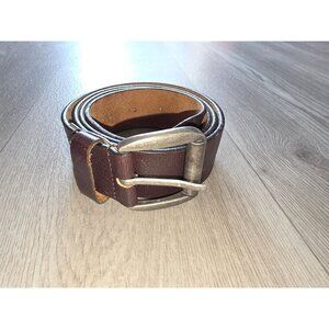 Mens Full Grain Leather Belt With Silver Buckle - Size 40